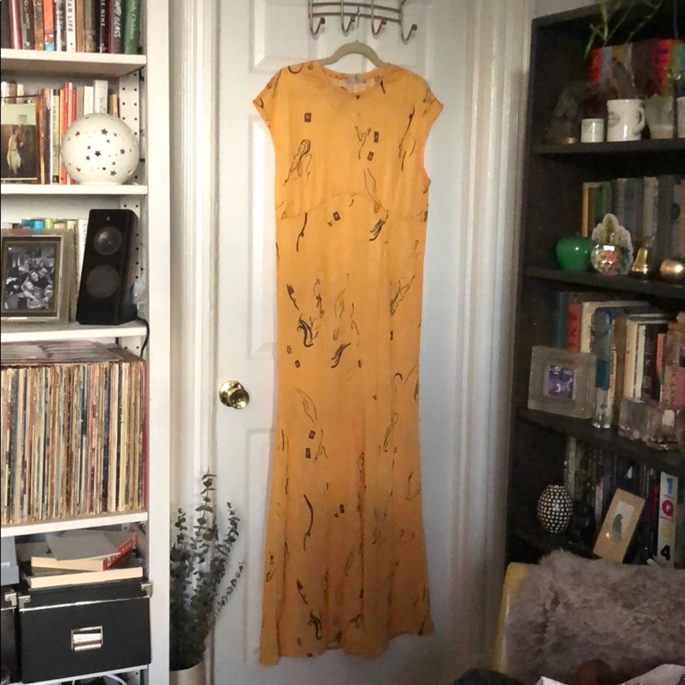 Zara yellow abstract print maxi medium